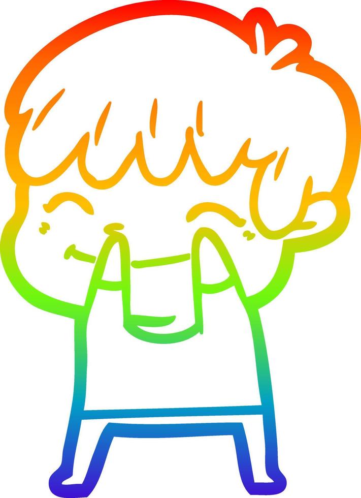 rainbow gradient line drawing cartoon happy boy vector
