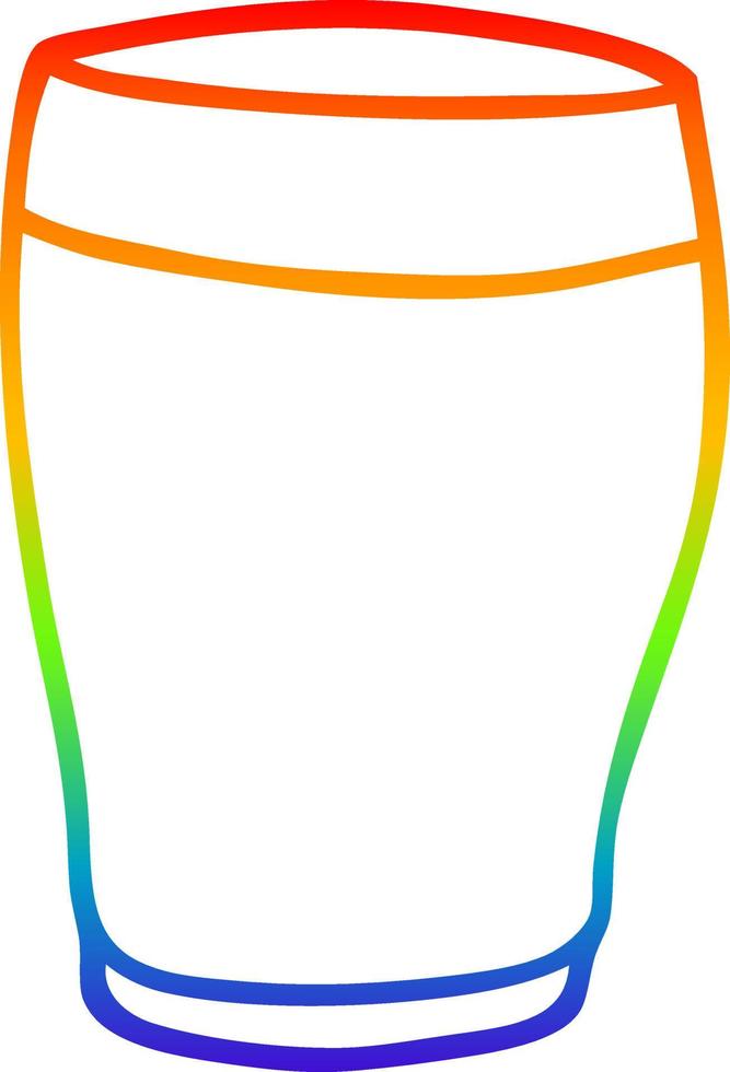 rainbow gradient line drawing cartoon pint of stout vector