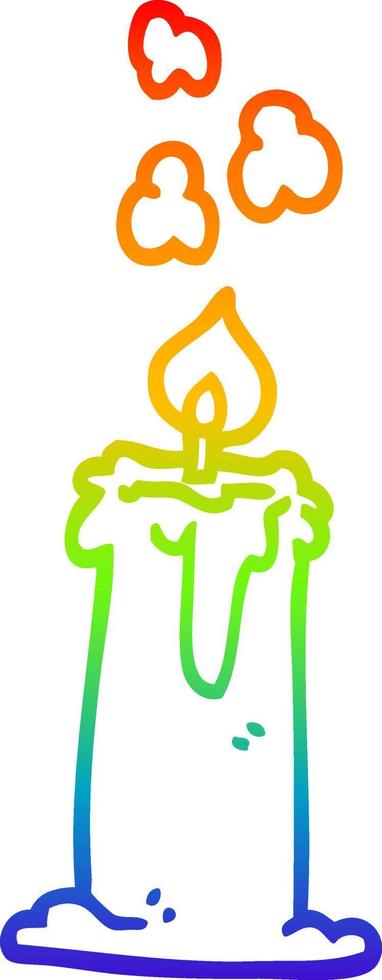 rainbow gradient line drawing cartoon lit candle vector