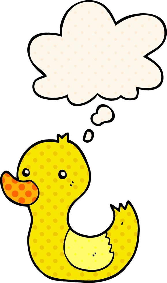 cartoon duck and thought bubble in comic book style vector