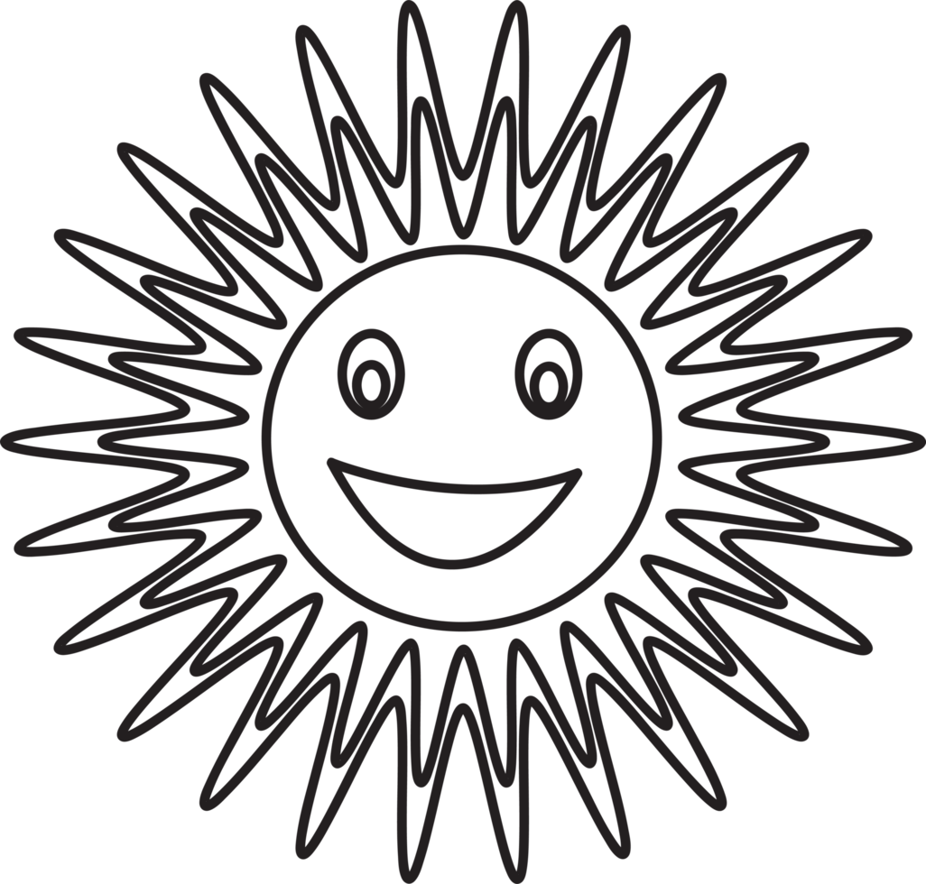 design de sinal de ícone de desenho animado de emoção de sol png