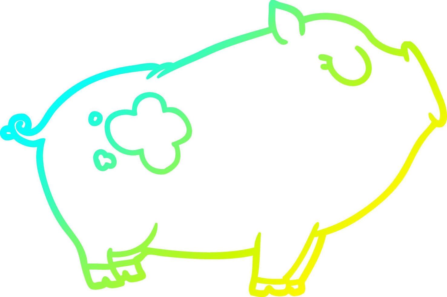 cold gradient line drawing cartoon pig vector