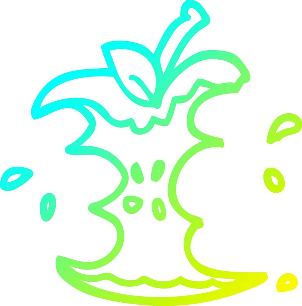 cold gradient line drawing cartoon juicy bitten apple vector
