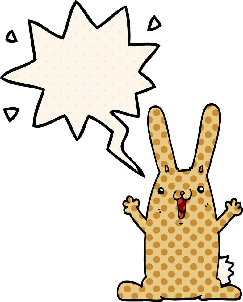 cartoon rabbit and speech bubble in comic book style vector