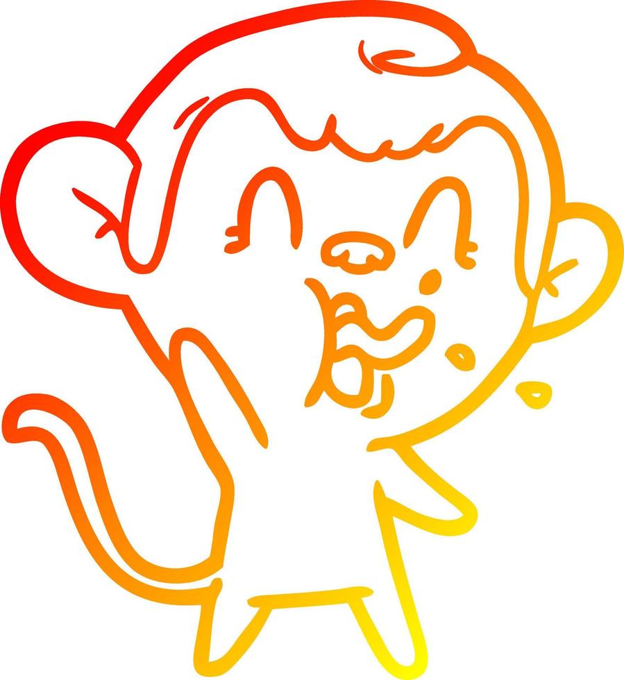 warm gradient line drawing crazy cartoon monkey vector