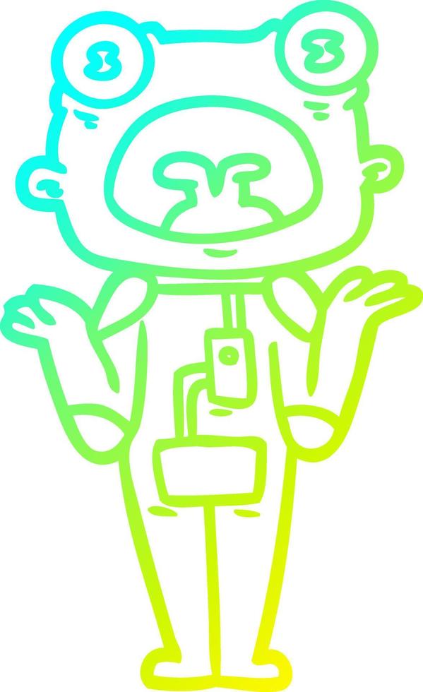 cold gradient line drawing cartoon weird alien shrugging shoulders vector