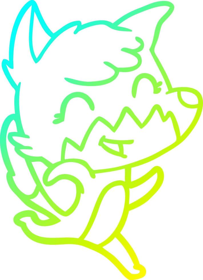 cold gradient line drawing happy cartoon fox vector