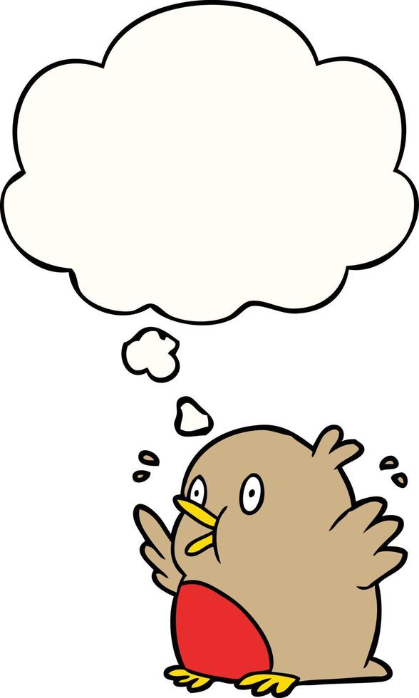 cartoon excited robin and thought bubble vector