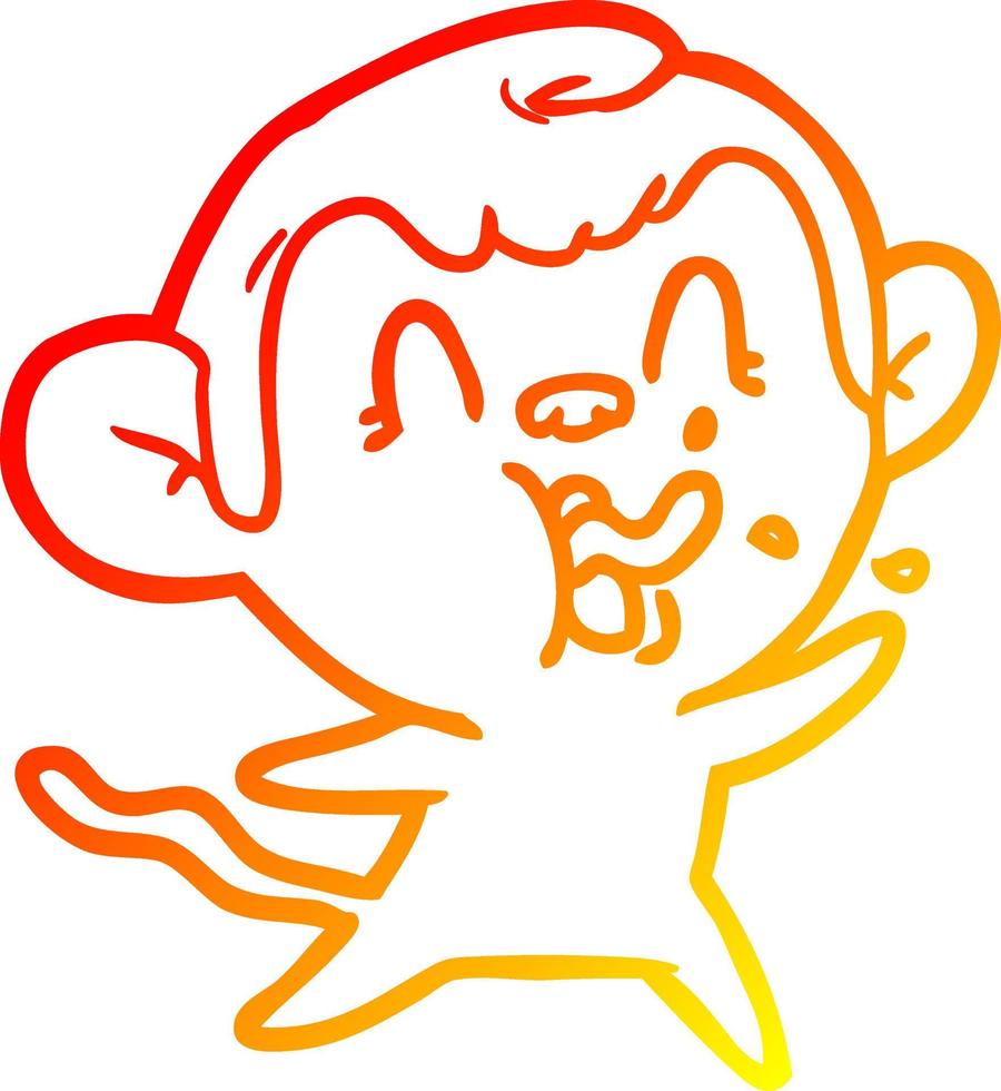 warm gradient line drawing crazy cartoon monkey vector