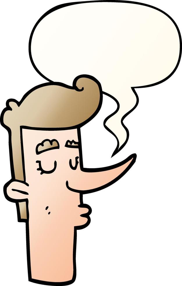 cartoon arrogant man and speech bubble in smooth gradient style vector