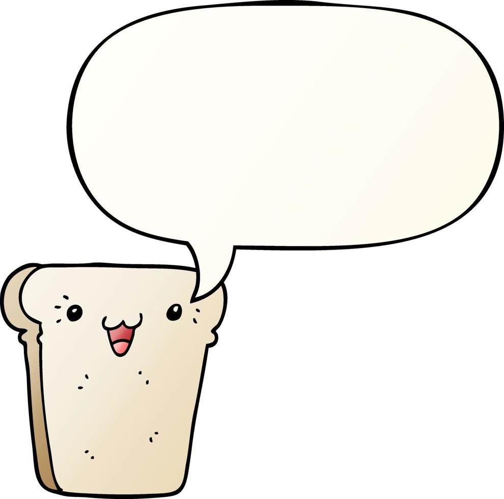 cartoon slice of bread and speech bubble in smooth gradient style vector