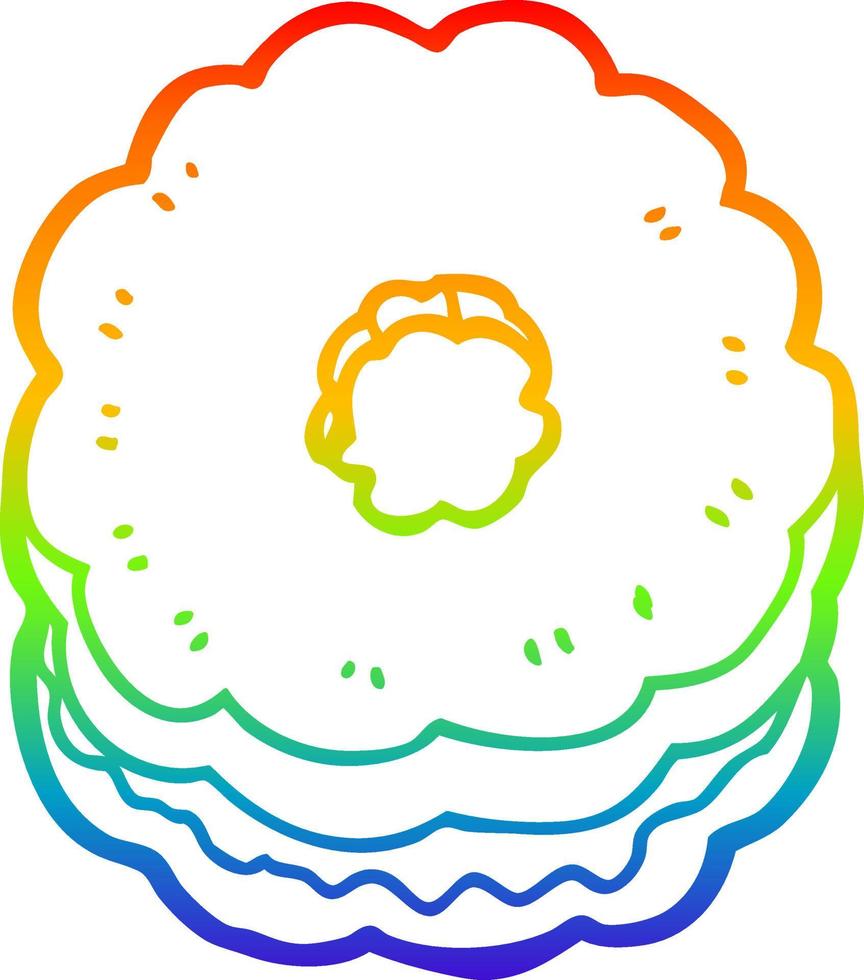 rainbow gradient line drawing cartoon biscuit vector