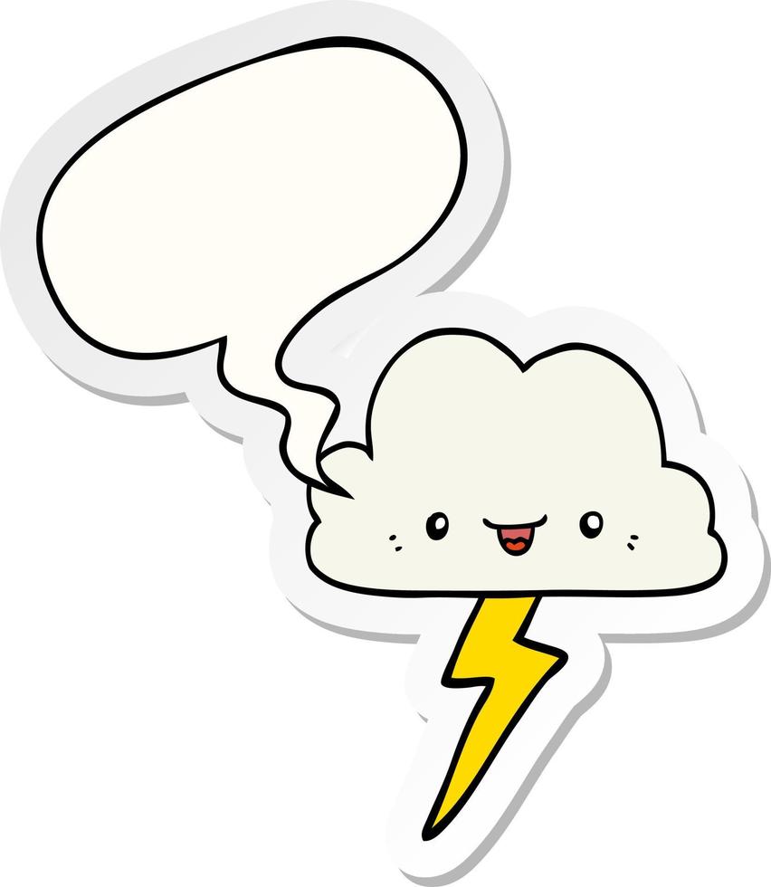 cartoon storm cloud and speech bubble sticker vector