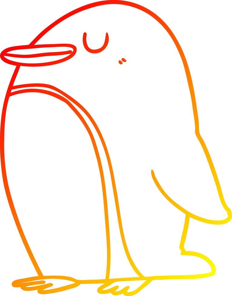 dibujo de línea de gradiente cálido pingüino de dibujos animados vector
