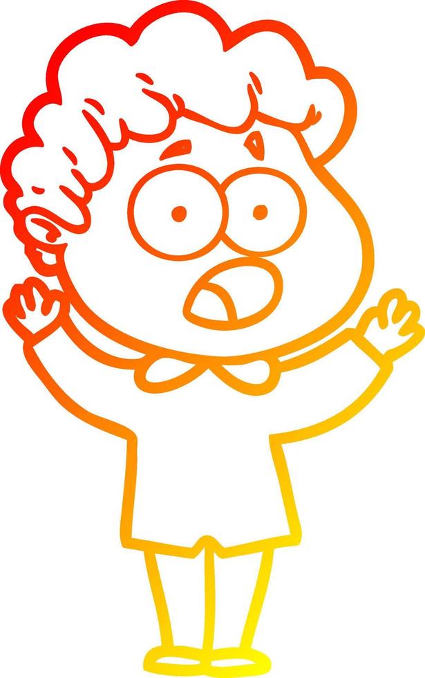 warm gradient line drawing cartoon man gasping in surprise vector
