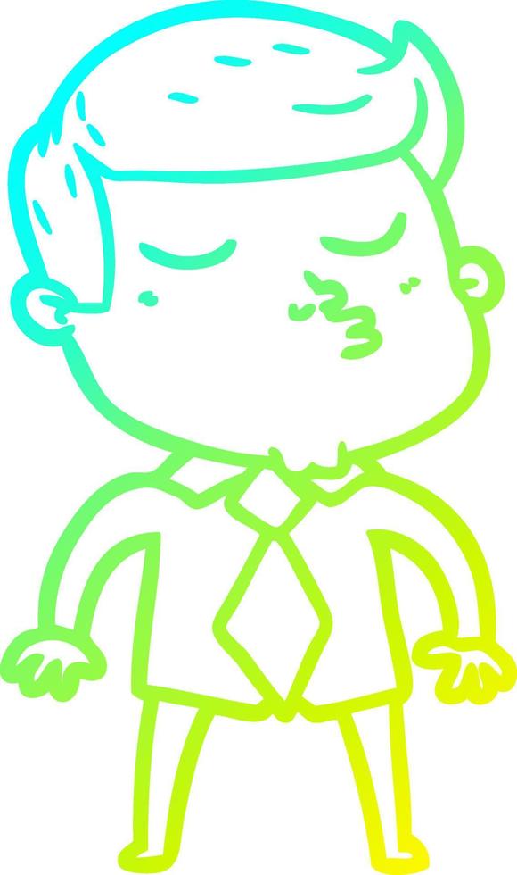 cold gradient line drawing cartoon model guy pouting vector