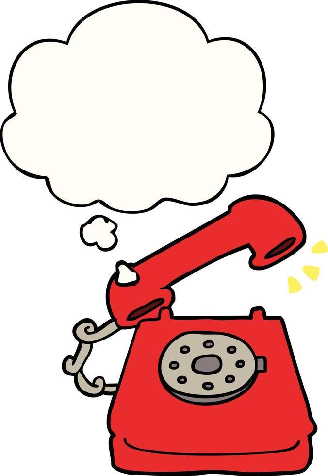 cartoon ringing telephone and thought bubble vector