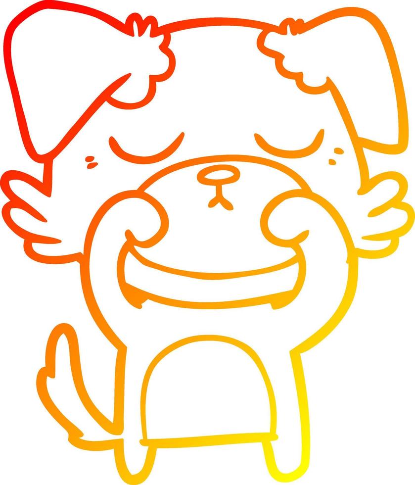 warm gradient line drawing cute cartoon dog vector