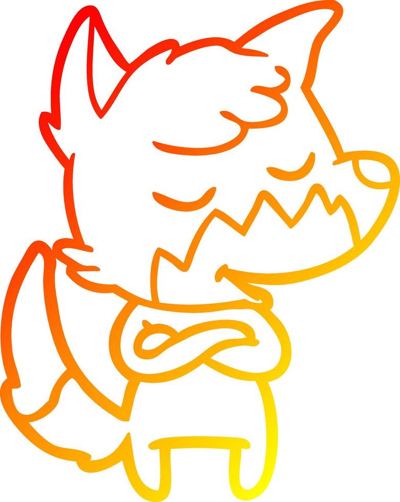 warm gradient line drawing friendly cartoon fox vector