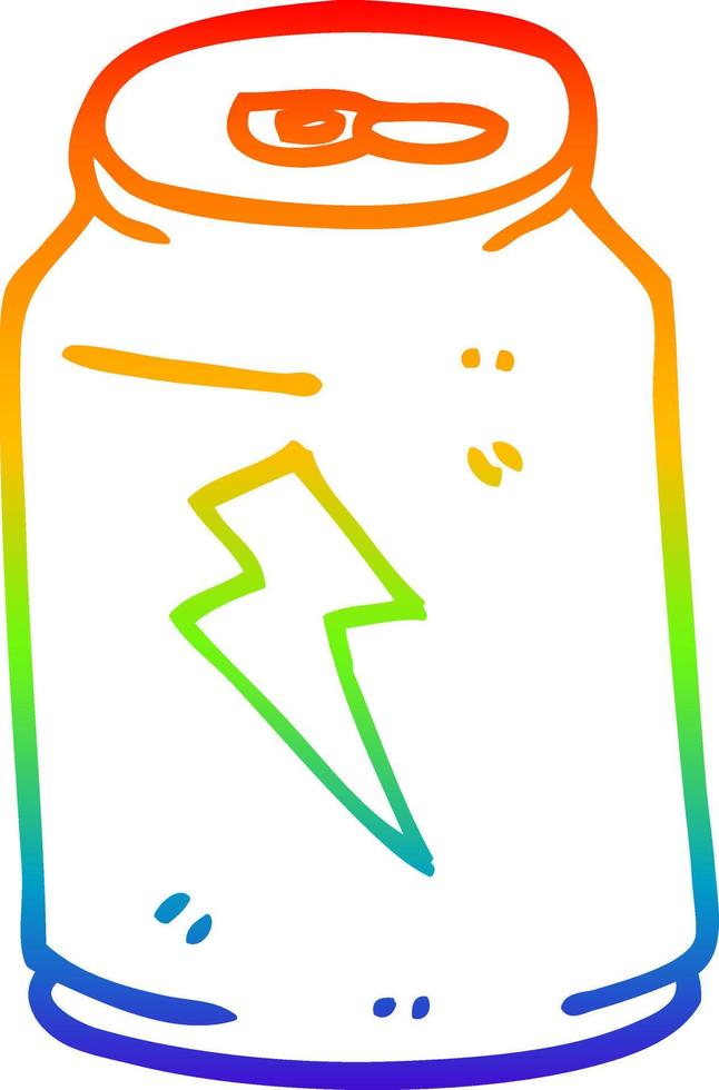 bebida energética de dibujos animados de dibujo de línea de gradiente de arco iris vector