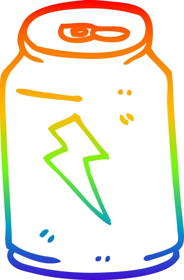 rainbow gradient line drawing cartoon energy drink vector