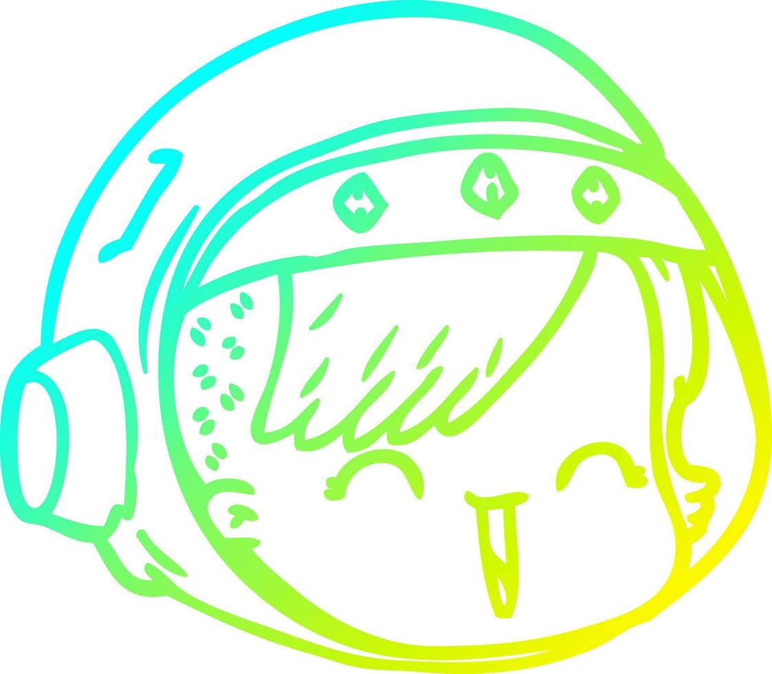 cold gradient line drawing cartoon happy astronaut face vector