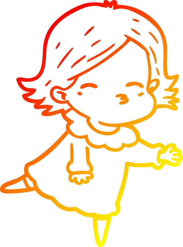 warm gradient line drawing cartoon woman vector