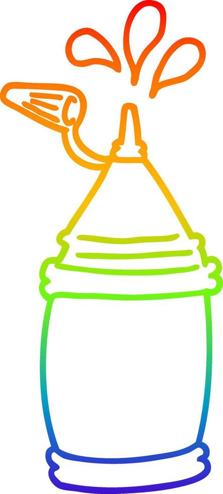 rainbow gradient line drawing cartoon ketchup bottle vector