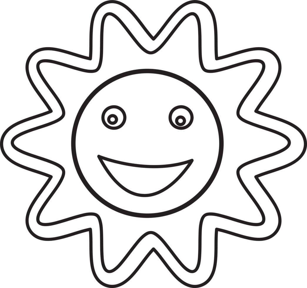 diseño de signo de icono de dibujos animados de emoción de sol png