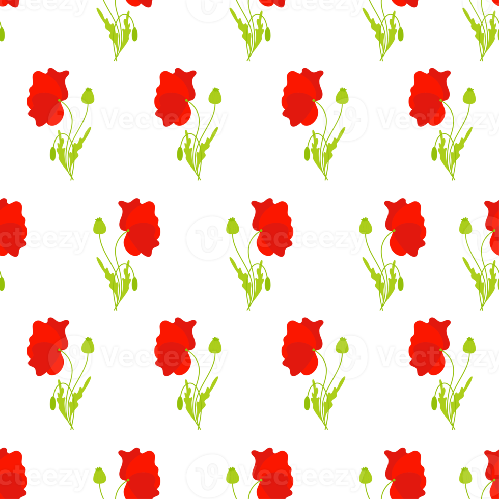 seamless pattern with Red poppies png