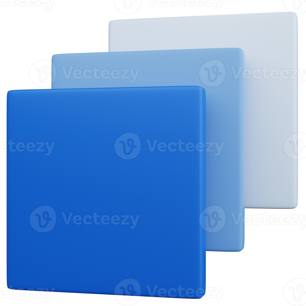 3d rendering three layers blue isolated png