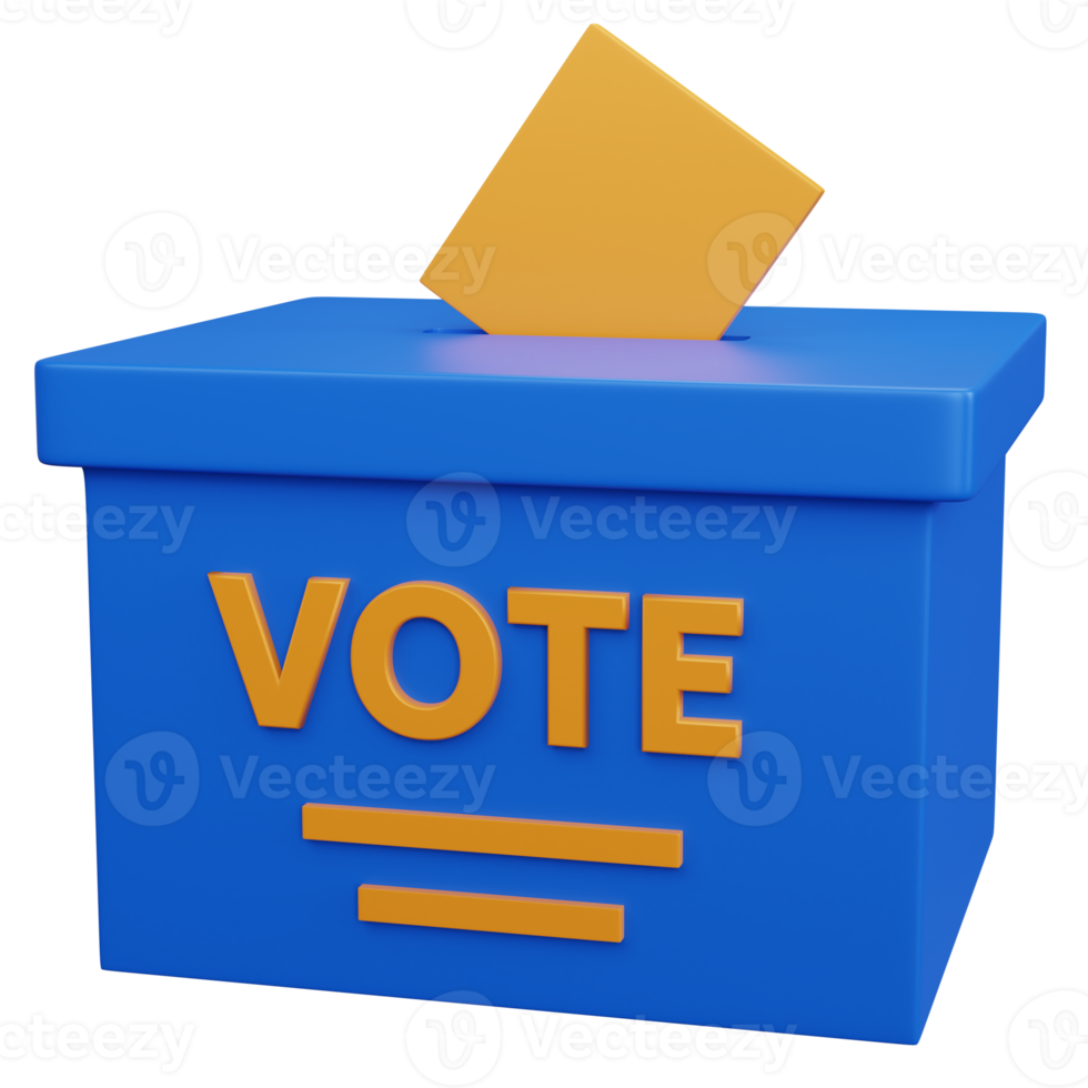 Boîte de vote bleu rendu 3d isolé png