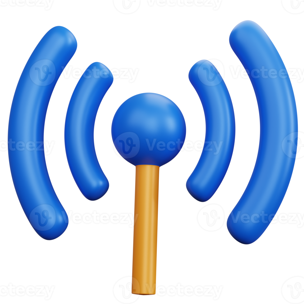 Antenne de signal bleu de rendu 3d isolée png