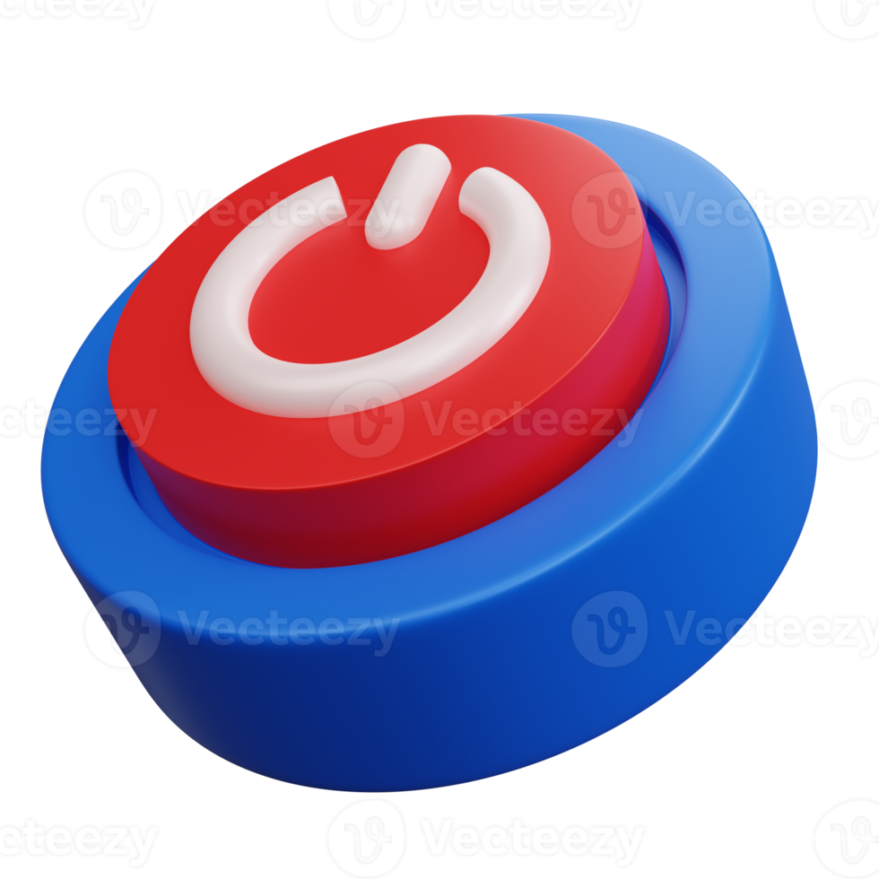 3d rendering red power button isolated png