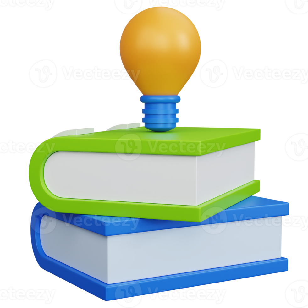 3d rendering two stack book with lamp isolated png