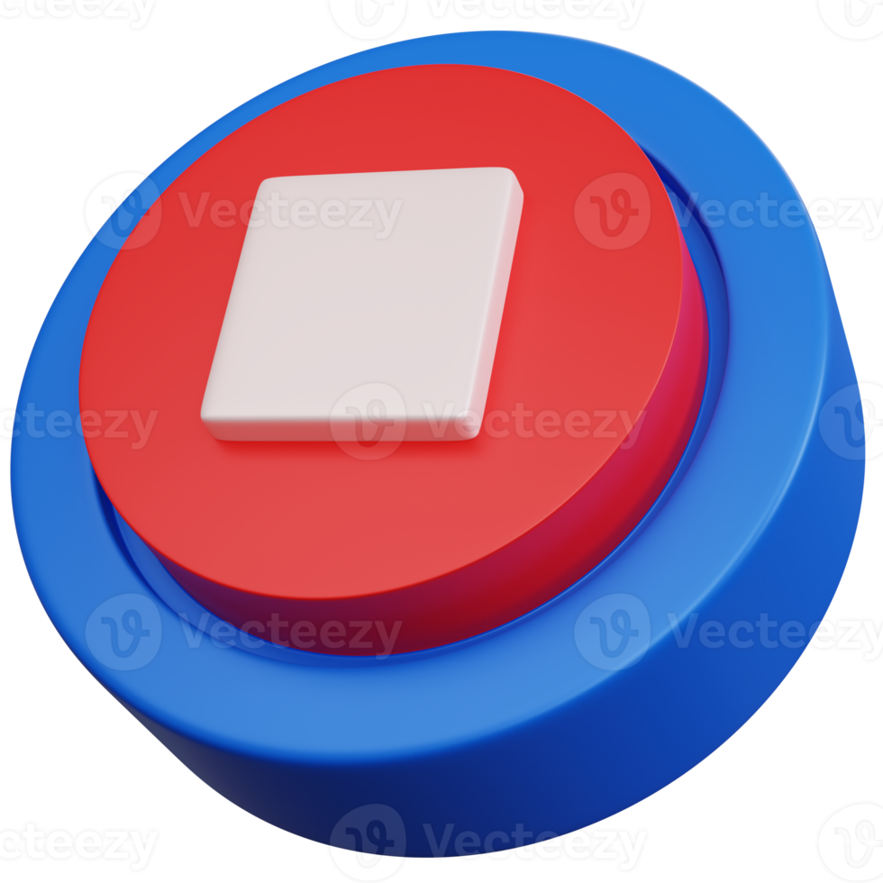 3d rendering stop button isolated png