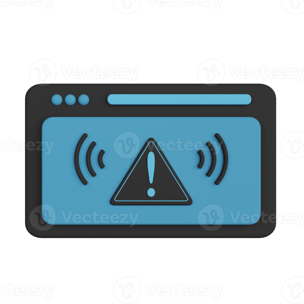 Browser Security Alert 3D Illustration png