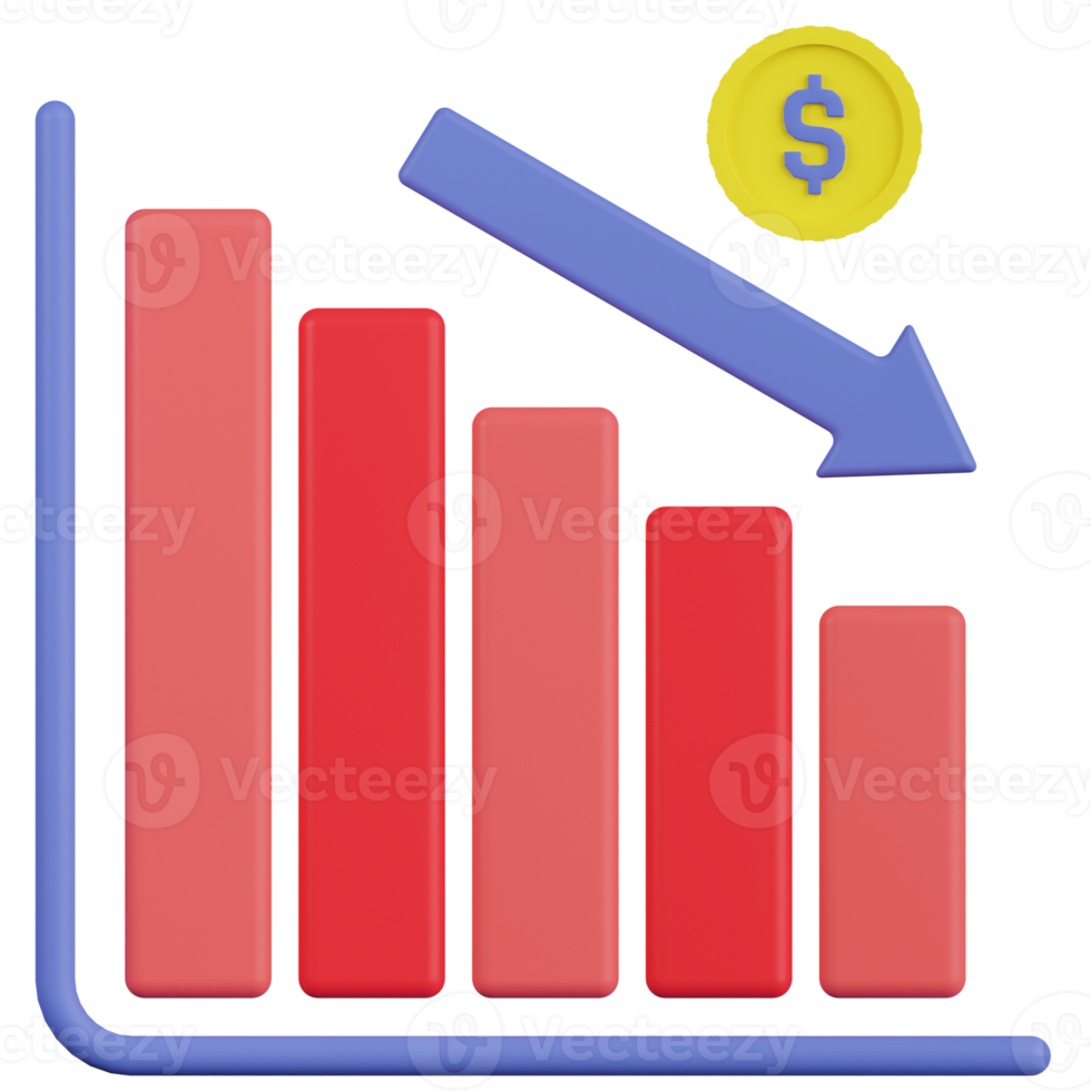 ilustração 3d de perda financeira png