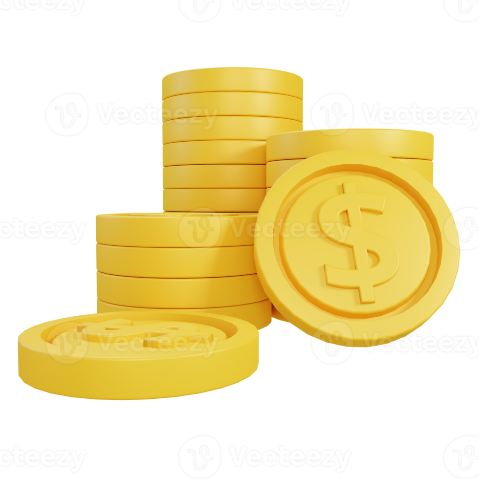 3d rendering coins or money isolated useful for business, company and finance design illustration png
