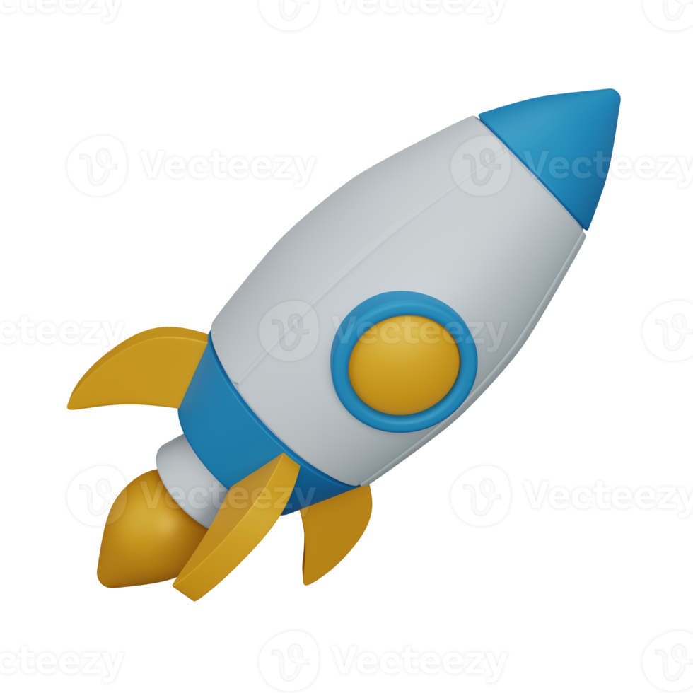 3d rendering rocket or launch isolated useful for business, company and finance design illustration png