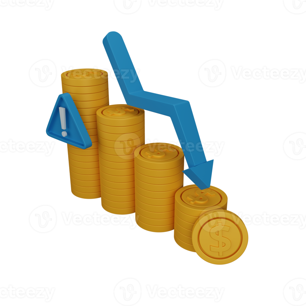 perda de renderização 3D ou falência isolada útil para design de negócios, empresa e finanças png