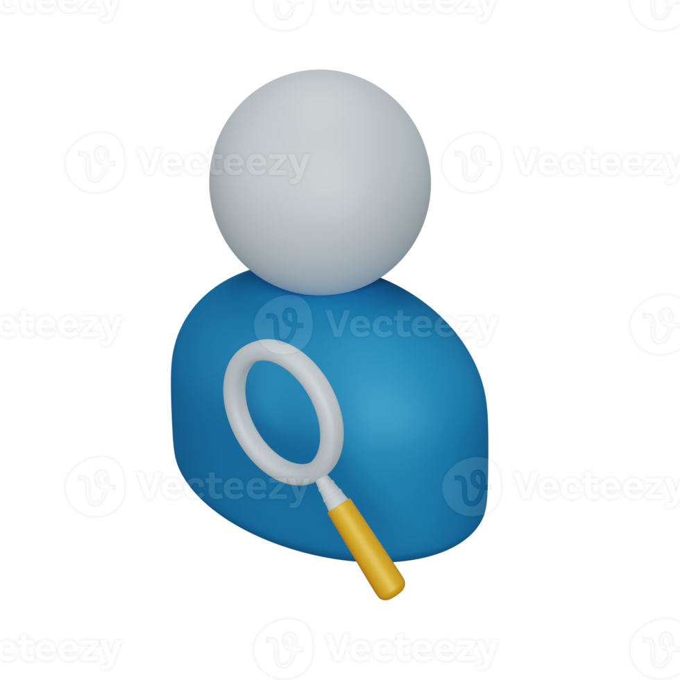 3d rendering search employee isolated useful for business, company and finance design illustration png