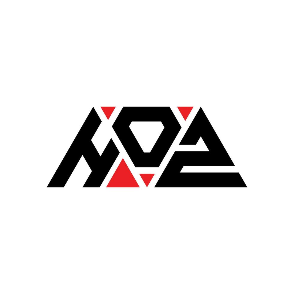 HOZ triangle letter logo design with triangle shape. HOZ triangle logo design monogram. HOZ triangle vector logo template with red color. HOZ triangular logo Simple, Elegant, and Luxurious Logo. HOZ