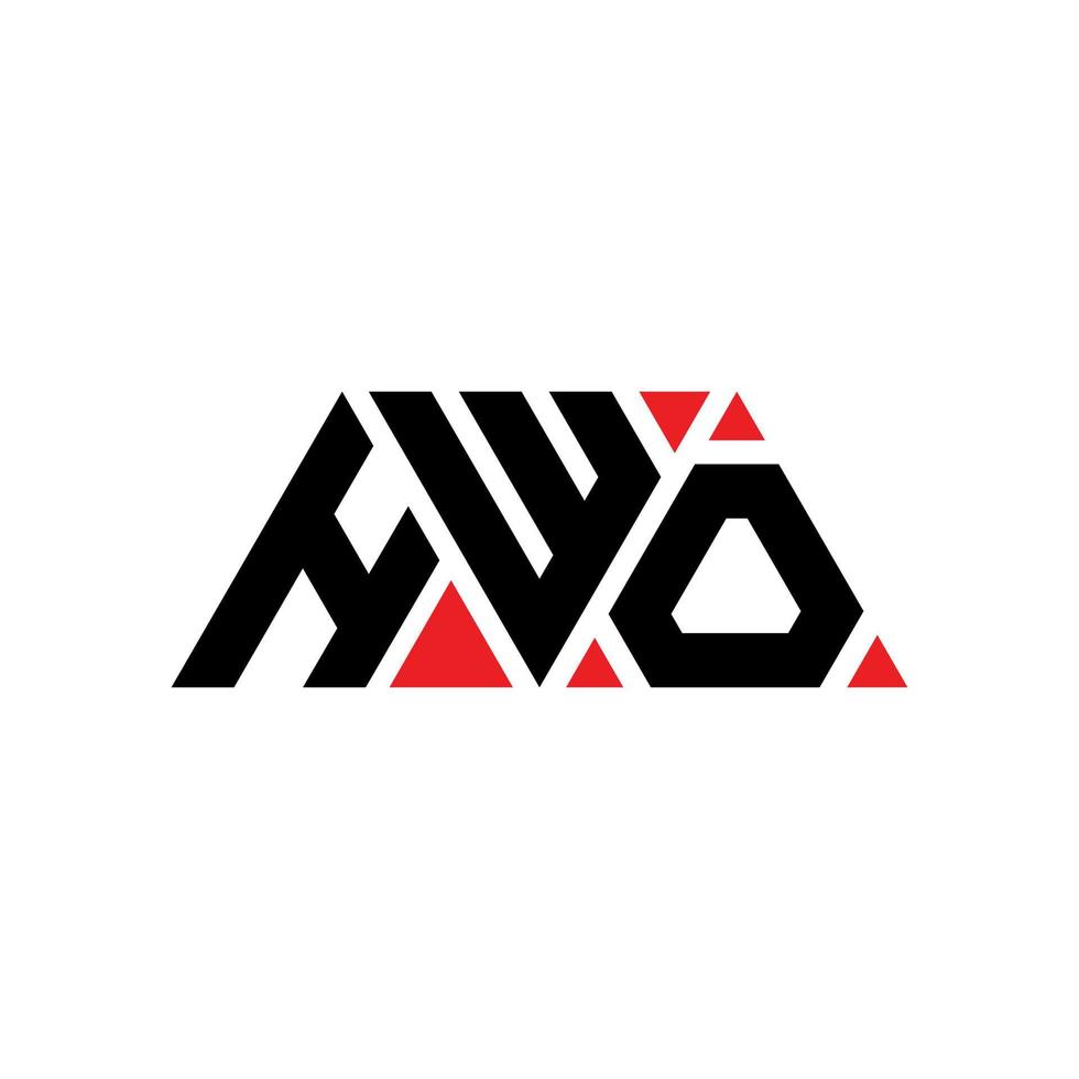 HWO triangle letter logo design with triangle shape. HWO triangle logo design monogram. HWO triangle vector logo template with red color. HWO triangular logo Simple, Elegant, and Luxurious Logo. HWO