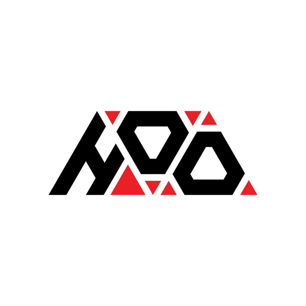 HOO triangle letter logo design with triangle shape. HOO triangle logo design monogram. HOO triangle vector logo template with red color. HOO triangular logo Simple, Elegant, and Luxurious Logo. HOO