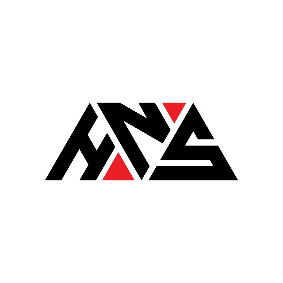 HNS triangle letter logo design with triangle shape. HNS triangle logo design monogram. HNS triangle vector logo template with red color. HNS triangular logo Simple, Elegant, and Luxurious Logo. HNS