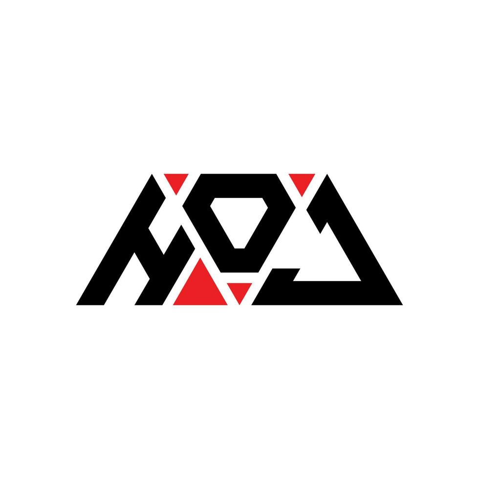 HOJ triangle letter logo design with triangle shape. HOJ triangle logo design monogram. HOJ triangle vector logo template with red color. HOJ triangular logo Simple, Elegant, and Luxurious Logo. HOJ