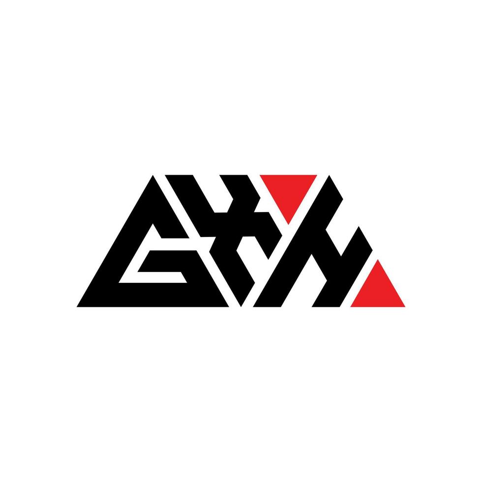 GXH triangle letter logo design with triangle shape. GXH triangle logo design monogram. GXH triangle vector logo template with red color. GXH triangular logo Simple, Elegant, and Luxurious Logo. GXH