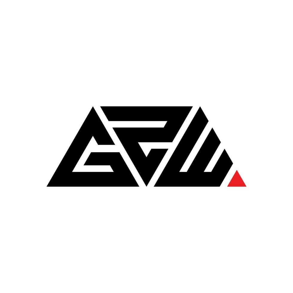 GZW triangle letter logo design with triangle shape. GZW triangle logo design monogram. GZW triangle vector logo template with red color. GZW triangular logo Simple, Elegant, and Luxurious Logo. GZW