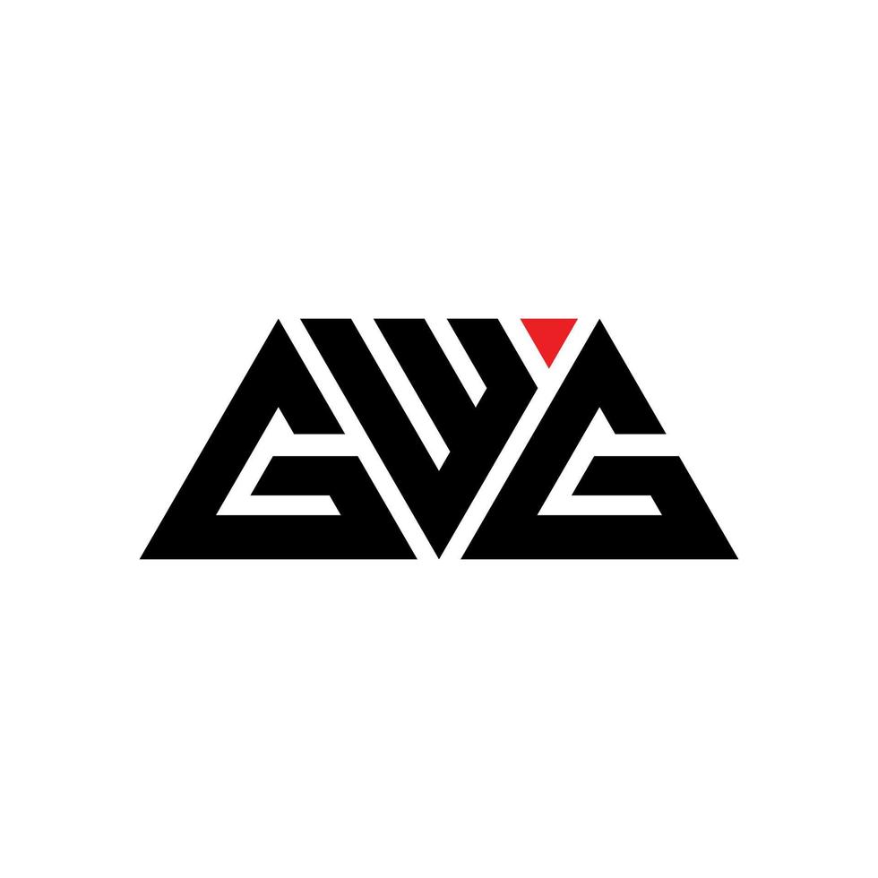 GWG triangle letter logo design with triangle shape. GWG triangle logo design monogram. GWG triangle vector logo template with red color. GWG triangular logo Simple, Elegant, and Luxurious Logo. GWG